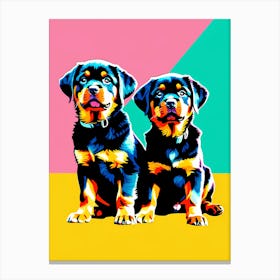 Rottweiler Pups, This Contemporary art brings POP Art and Flat Vector Art Together, Colorful Art, Animal Art, Home Decor, Kids Room Decor, Puppy Bank - 107th Canvas Print