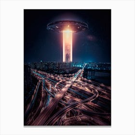 Alien Ship Attack On The City Canvas Print