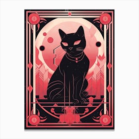 The Emperor Tarot Card, Black Cat In Pink 0 Canvas Print