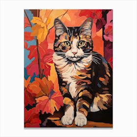 Bleeding Heart Flower Vase And A Cat, A Painting In The Style Of Matisse 0 Canvas Print