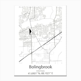 Bolingbrook,United States Minimalist Map Canvas Print