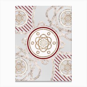 Geometric Abstract Glyph in Festive Gold Silver and Red n.0075 Canvas Print