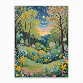 Whimsical Night In The Woods Canvas Print