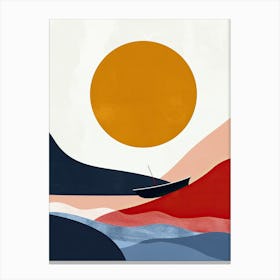 Sun Rising Over The Sea, Scandinavian Simplicity Canvas Print