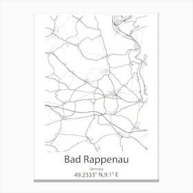 Bad Rappenau,Germany Minimalist Map Canvas Print