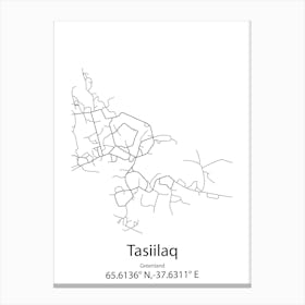 Tasiilaq,Greenland Minimalist Map Canvas Print