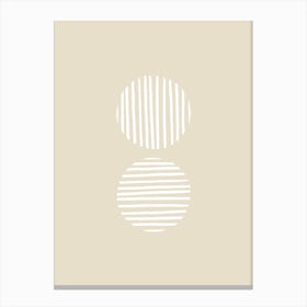Striped Circles Beige Canvas Print