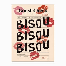 Bisou Bisou. Retro Guest Check Canvas Print
