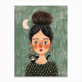 Girl With Cat 9 Canvas Print