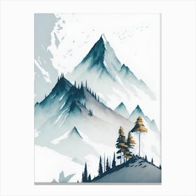 Mountain And Forest In Minimalist Watercolor Vertical Composition 218 Canvas Print
