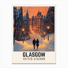 Winter Night Travel Poster Glasgow United Kingdom Canvas Print