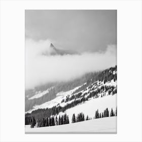 Chamonix, France Black And White Skiing Poster Canvas Print