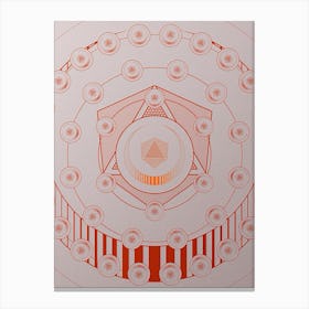 Geometric Abstract Glyph Circle Array in Tomato Red n.0292 Canvas Print