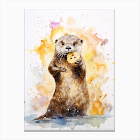 Otter Eating Cookie Canvas Print
