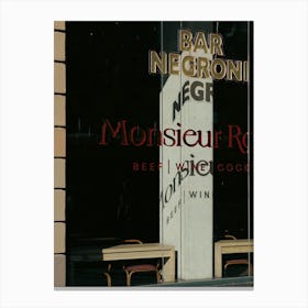 'Monsieur' Shadows From A Street Cafe In Barcelona Canvas Print