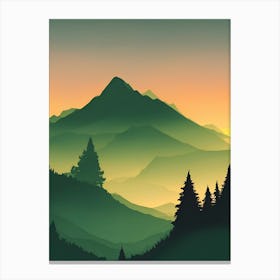 Misty Mountains Vertical Composition In Green Tone 62 Canvas Print