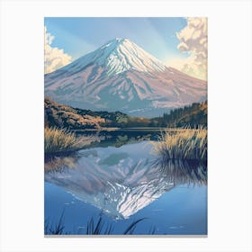 Mount Fuji Japan 7 Retro Illustration Canvas Print