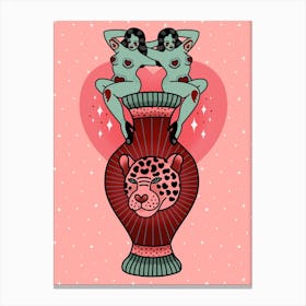 Opulent Pin Ups And Leopard Vase Canvas Print