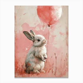 Cute Rabbit 6 With Balloon Canvas Print