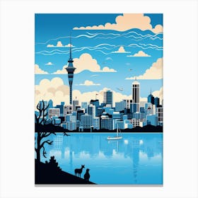 Auckland, New Zealand Skyline With A Cat 3 Canvas Print
