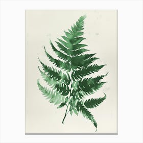 Green Ink Painting Of A Sword Fern 3 Canvas Print