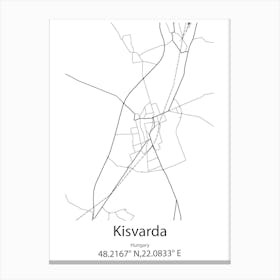 Kisvarda,Hungary Minimalist Map Canvas Print