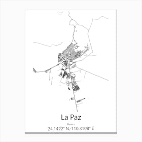 La Paz,Mexico Minimalist Map Canvas Print