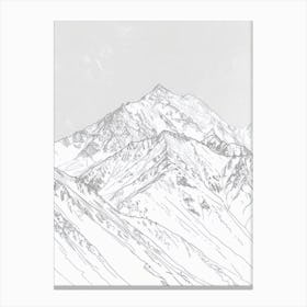 Toubkal Morocco Color Line Drawing (1) Canvas Print
