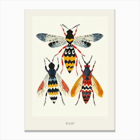 Colourful Insect Illustration Wasp 3 Poster Canvas Print