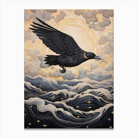 Raven 4 Gold Detail Painting Canvas Print