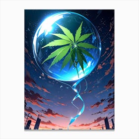 Marijuana Leaf In A Bubble Canvas Print