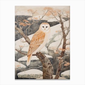 Winter Bird Painting Barn Owl 2 Canvas Print