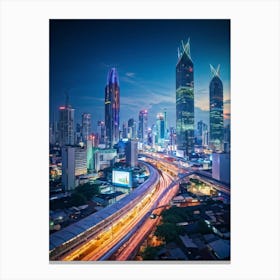 Bangkok Cityscape Of The Future Skyline Punctuated By Towering Skyscrapers Where Technology Gracef (2) Canvas Print