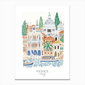 Venice Italy Gouache Travel Illustration Canvas Print