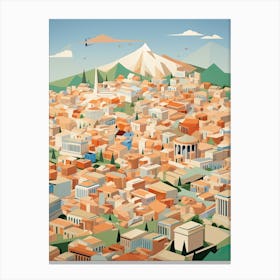 Athens, Greece, Geometric Illustration 3 Canvas Print