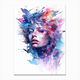 Pensive Moods Watercolor Canvas Print