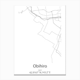 Obihiro,Japan Minimalist Map Canvas Print