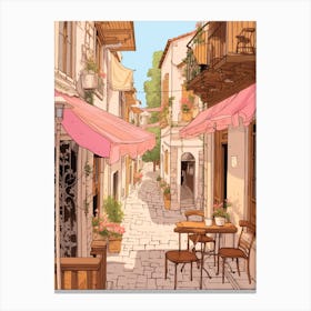Antalya Turkey 2 Vintage Pink Travel Illustration Canvas Print