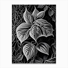 Basil Leaf Linocut 1 Canvas Print