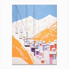 Val D Isere   France, Ski Resort Pastel Colours Illustration 1 Canvas Print