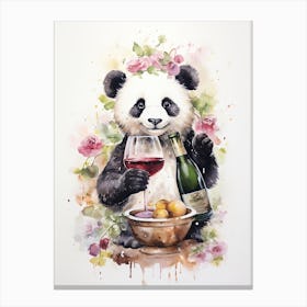 Panda Art Scuba Diving Watercolour 3 Canvas Print