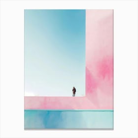 Man Standing On A Pink Wall Canvas Print