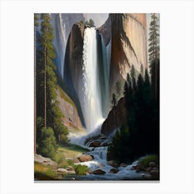 Yosemite Falls, United States Peaceful Oil Art  (1) Canvas Print