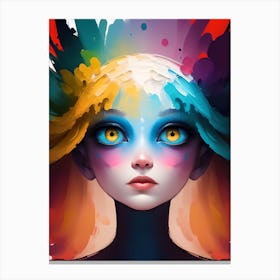 Girl With Colorful Hair 1 Canvas Print