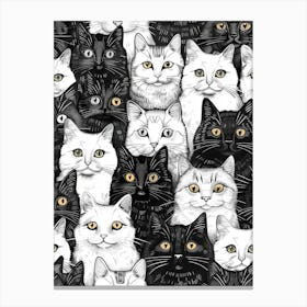 Perfectly Repeatable Artwork With Cute Cat Faces 49 Canvas Print