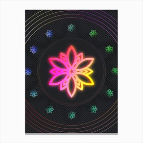 Neon Geometric Glyph in Pink and Yellow Circle Array on Black n.0230 Canvas Print