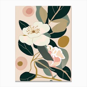 Camellia Wildflower Modern Muted Colours Canvas Print