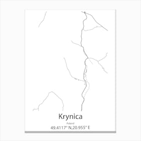 Krynica,Poland Minimalist Map Leinwandbilder