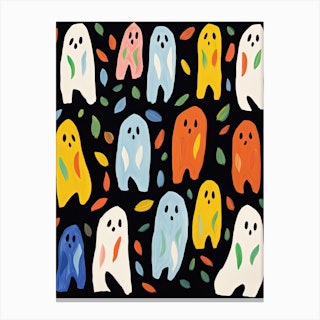 Autumn Fall Spooky Ghosts, Matisse Style, Halloween 2 Canvas Print