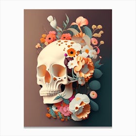 Skull With Terrazzo Patterns Vintage Floral Canvas Print